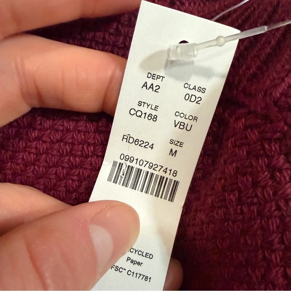 J crew vintage burgundy Basket-stitch cotton crewneck sweater